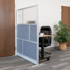Luxor - Mur modulaire 53 x 70 - Cadre gris segmenté, acrylique givré, PET gris frais-S'intègre au système de cloisons de séparation pour des configurations évolutives