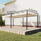 Outsunny - Pergola avec Auvent Rétractable pour Patio - 19 pi x 10 pi - Crème-La toile glisse sans effort sur des rails ronds pour un contrôle facile de l’ombre 