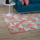 Modway - Andela Mosaïque de blocs imbriqués Tapis de 5 pi l x 8 pi L - Corail multicolore et bleu clair-Protéger les planchers de la circulation ou des meubles