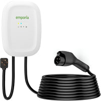 Emporia - Chargeur de niveau 2 classique pour véhicules électriques 40 A avec câble de 7,3 m (24 pi) - J1772 - Prise NEMA 14-50 - Blanc-Borne de recharge niveau 2 certifiée ul et energy star avec courant de charge par défaut de 40A, connexion wifi requise pour ajuster le courant et compatible avec moniteur énergétique emporia vue pour optimiser recharge pendant périodes de pointe ou lors de production solaire excédentaire