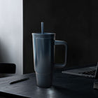Splash - Gobelet de 900 ml à paille en silicone, noir-Garde les boissons froides pendant 12 heures et chaudes pendant 6 heures