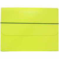 JAM Paper - Mallette de transport pour dossiers épais avec bande élastique - 10 x 1 1/4 x 13 1/4 - Vert lime-Étui de transport portefeuille vert lime