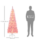 HOMCOM - Sapin de Noël artificiel forme crayon enneigé pré-illuminé - ouverture automatique - rose et blanc-La forme de crayon ne prend pas beaucoup de place sur le sol ou sur la table, ce qui convient aux petites pièces ou à un deuxième arbre de Noël dans une entrée 