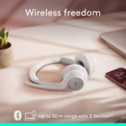 Logitech - Zone 300 casque Bluetooth sans fil avec microphone anti-parasite - Blanc-Utilisation tout au long de la journée: ce casque dispose de suffisamment d’autonomie pour toute la journée, jusqu’à 20 heures d’écoute et 16 heures de conversation avec une charge complète, ajoutez jusqu’à 1 heure de conversation avec une charge rapide de 5 minutes