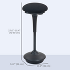 HOMCOM - Tabouret oscillant sans dossier avec mouvement de bascule - noir-Base en nylon et patins antidérapants assurent stabilité et sécurité