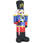HOMCOM - Soldat Casse-Noisette gonflable colouré de 8ft avec sceptre LED extérieur - Rouge - Bleu-Soldat gonflable de Noël de 8 ft portant un chapeau haut de forme, un uniforme militaire et tenant un sceptre à la main crée une atmosphère festive 