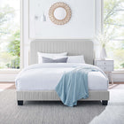 Modway - Celine Chenal Touffé Performance Velvet Lit de plateforme complet, Gris clair-Pieds en bois massif