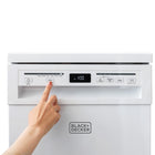 BLACK+DECKER - Lave-vaisselle portatif 18 po - capacité de 8 couverts - 6 programmes de lavage - blanc-Départ différé – par tranches d’une heure, jusqu’à 24 heures