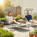 Outsunny - Chaise longue d’extérieur - chaise longue pliante réglable - gris clair-Dossier réglable sur 4 niveaux pour un confort maximal