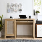 Modway - Soma 47" Bureau - Chêne-Tissage naturel en rotin
