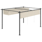 Outsunny - Retractable Pergola Canopy avec store à enrouleur - 10 pi x 12 pi - beige-Cette pergola est équipée d’un auvent rétractable avec un coussinet magnétique UPF30+, bloquant efficacement les rayons UV 