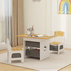 Qaba - Ensemble table et chaises pour enfants 3 pièces avec 6 tiroirs amovibles - naturel-Comprend 6 grands tiroirs en tissu, favorisant les bonnes habitudes d'organisation de votre enfant  
