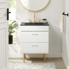 Modway - Daybreak 24" Vanette de salle de bain - Blanc Noir-RANGEMENT DE SALLE DE BAIN - Organisez les essentiels de la salle de bain et gardez le comptoir propre avec ce meuble. Avec un design spécial adapté à la plomberie, les tiroirs du bas spacieux offrent un espace de rangement suffisant