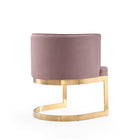 Manhattan Comfort - Chaise de salle à manger moderne Aura 62 cm en velours rose et laiton poli-Hauteur d’assise : 48 cm