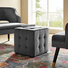 Modway - Contour Cube à touffes Performance Velvet Ottoman - Gris-Tissu résistant aux taches durable