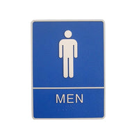 Futech - Panneau de toilettes homme avec braille - Bleu - Paquet de 2-6 po L x 8 po H x 1-1/4 po P