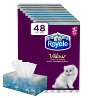 Royale - Mouchoirs Velour à 3 épaisseurs - 82 mouchoirs/boîte - Paquet de 48-Vous pouvez compter sur le nouveau mouchoir Velour doux Royale à 3 épaisseurs pour apporter une couche supplémentaire de confort (et de résistance) à chaque situation. Avec trois couches de protection ultime, c’est le choix parfait pour toute la famille