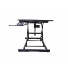 Rehausseur de bureau électrique Rocelco 46" avec prise secteur, chargeur USB et grand clavier Tracy - Noir-La plage verticale améliorée atteint des hauteurs allant de 4.7 po à 21.7 po.