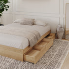 Nexera - Lit Queen tiroirs, Érable naturel-Meubles conçus et produits au Canada à partir de panneaux de particules et de MDF certifiés CARB II/FSC.  Item expédié en 24-48 heures après réception de la commande.  Assemblage requis