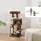 PawHut - Arbre à chat 41 po avec poteaux à griffer, lit pour chat, condo - motif léopard-La construction en panneau de particules et sisal assure la durabilité  
