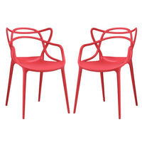 Modway - Entangled Ensemble à manger Ensemble de 2 - Rouge-Chaise de salle à manger moderne