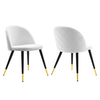 Modway - Cordial Performance Velvet Chaises de salle à manger Ensemble de 2 - Blanc-Fauteuils d’appoint Glam Deco