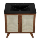 Modway - Soma 30" Vanette de salle de bain - Noir noyer-Finition du grain du bois