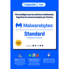 Malwarebytes Standard Premium Security pour Windows, macOS, Android, iOS et Chrome - 3 appareils - Abonnement d'un an-Protégez-vous des pirates informatiques, des sites malveillants, des publicités infectées, des logiciels de clonage de cartes bancaires et des voleurs d'identifiants grâce à notre protection web et anti-logiciels malveillants