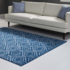 Modway - Frame Treillis marocain de transition Tapis de comédie 8 pi l x 10 pi L - Bleu marocain et bleu clair-Dessous en caoutchouc de prise