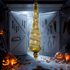 HOMCOM - Momie suspendue grandeur nature 6 pi avec activation sonore par contact - jaune-vert-Le corps animé se tord de gauche à droite pour offrir des frayeurs glaçantes aux visiteurs d'Halloween 