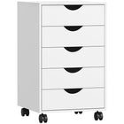 HOMCOM - Classeur avec 5 roulettes et organisateur de rangement - blanc-Grande capacité de rangement avec 5 tiroirs 
