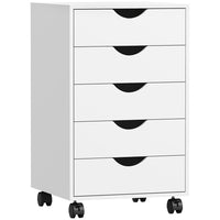 HOMCOM - Classeur avec 5 roulettes et organisateur de rangement - blanc-Grande capacité de rangement avec 5 tiroirs 
