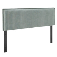 Modway - Camille Mélange de lin rembourré Tête de lit Queen size - Bande bleue Spa-Mélange de lin tissé avec motif à rayures fines