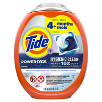 Tide - Détergent à lessive puissant Hygienic Clean 10x Power PODS - Paquet de 45-Élimine la saleté visible et invisible grâce à 10 agents nettoyants actifs concentrés