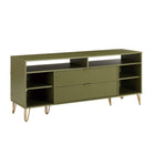 Manhattan Comfort - Meuble TV moderne DUMBO 62,99 po - Vert olive-Pieds en métal doré élégants évasés ajoutant un design mode sans couture et de la durabilité Hauteur des pieds : 18,6 cm