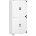 HOMCOM - Armoire de rangement style rustique avec 4 étagères - blanc-Meuble inspiré du style ferme qui apporte une touche distinctive à tout environnement 