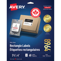 Avery - Étiquettes d'expédition avec TrueBlock - 3-1/3po x 4po - Blanc - 60 Étiquettes-Étiquettes d'adresse blanc
