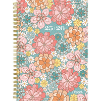 Mead - Agenda scolaire hebdomadaire/mensuel Caprice floral 2025-2026 - 8 1/2 po H x 5 1/2 po l - bleu - bilingue-Pour personnaliser, insérez simplement votre propre page de couverture dans la pochette avant transparente