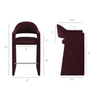 Modway - Talia 41 pouces Cuir végane Tabouret de bar - Mûrier-Conception du canon arrière courbé