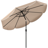 Outsunny - Parasol rond de marché avec cantonnière - 9 pi x 9 pi - kaki-Profitez d'une ombre généreuse sous la toile de 104,3 po avec un élégant volant de 5,9 po