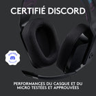 Logitech G535 LIGHTSPEED Casque gaming sans fil - Noir-Le casque G535 est certifié Discord et vous garantit des performances d’une clarté exceptionnelle en termes de communication grâce à un son incroyable et des voix nettes