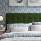 Modway - Lily Velours de performance résistant aux taches Tête de lit pleine grandeur, Vert mousse-Rembourrage en mousse dense