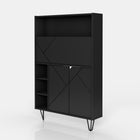 Nexera - Bureau mural Slim, Noir-Finition en MDF laqué, texturé et en mélamine de qualité supérieure, résistante aux égratignures, aux taches et à l'eau pour votre usage quotidien
