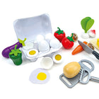Beleduc - Coffret de jeu XL Essentials de cuisine avec légumes - Ensemble de 25-La boîte à œufs contient 6 œufs - 3 œufs durs et 3 œufs au plat, donc cuisiner est amusant !