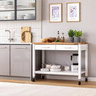 Seville Classics - Îlot de travail - 48 po L x 24 po l x 36 po H - Blanc-Comprend un tapis pour les étagères et les tiroirs