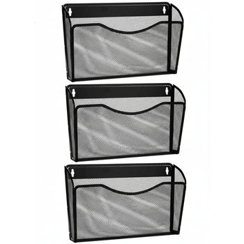 AGPTEK Lot De 3 Organiseurs Muraux En Maille Métallique Rose - Poche Unique Pour Rangement Mural