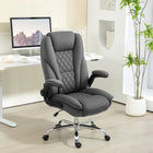 HOMCOM - Fauteuil de bureau avec accoudoirs relevables - gris foncé-L'accoudoir rabattable permet de ranger la chaise sous le bureau, économisant de l'espace 