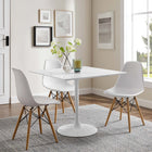 Modway - Lippa 36 po Carré Bois Table à manger, Blanc-Socle métallique résistant aux éclats