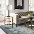 Hudson&Canal - Table d'appoint ronde Hera (50 cm de largeur) avec étagère miroir - Laiton antique-Le dessus a une capacité de poids de 40 lb, l'étagère peut supporter 20 lb