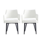 Manhattan Comfort - Lot de 2 fauteuils de salle à manger Tremont 58 cm, moderne, revêtement similicuir blanc-Chaise moderne avec accoudoirs pour salle à manger et usage de travail lot de 2